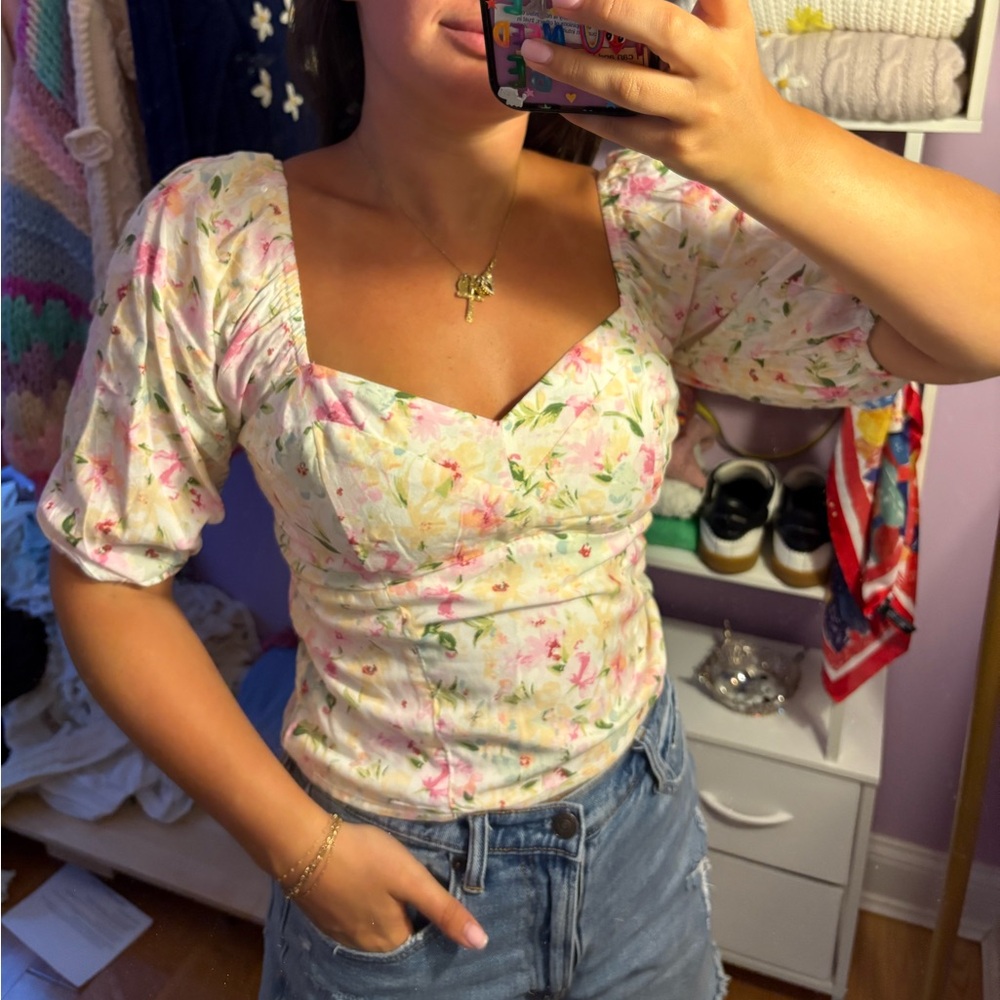 Abercrombie & Fitch Floral Sweetheart Blouse